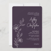 Invitation Wedding shower de contour foncé pourpre moderne (Devant)