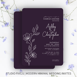 Invitation Wedding shower de contour foncé pourpre moderne