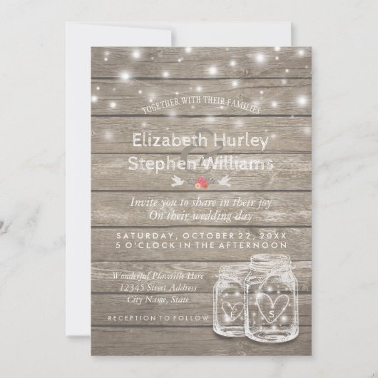 Invitation Wedding shower de cordes de pot en bois rustique M (Devant)
