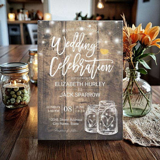 Invitation Wedding shower de cordes de pot en bois rustique M
