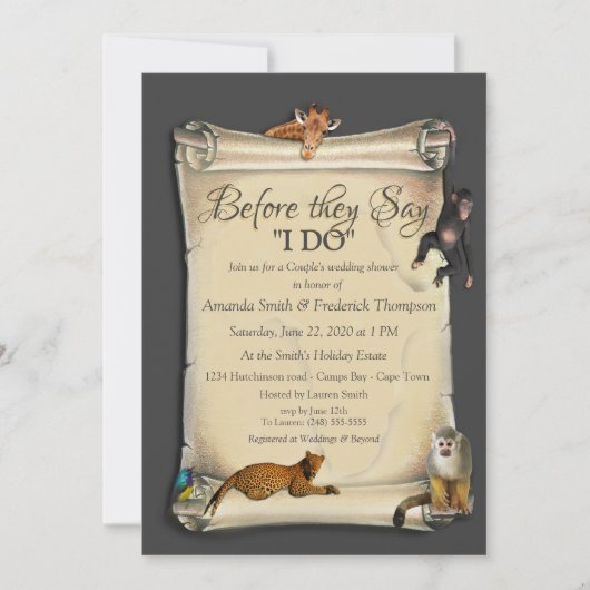 Invitation Wedding shower de coucher de soleil Safari africai (Devant)