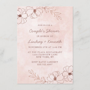 Invitation Wedding shower de Couple Rose et rose pâle