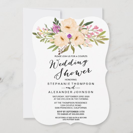 Invitation Wedding shower de couples d'anémones de bouquet (Devant)