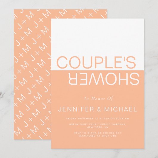Invitation Wedding shower de couples de blocs colorés blancs (Devant / Derrière)