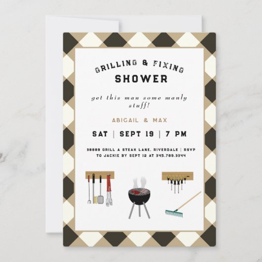 Invitation Wedding shower de couples de grillage et de fixati (Devant)