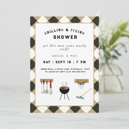 Invitation Wedding shower de couples de grillage et de fixati (Debout devant)