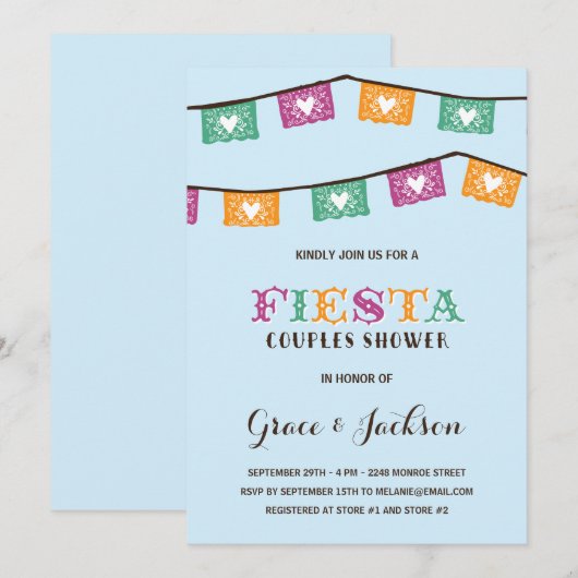 Invitation Wedding shower de couples de la fiesta | (Devant / Derrière)