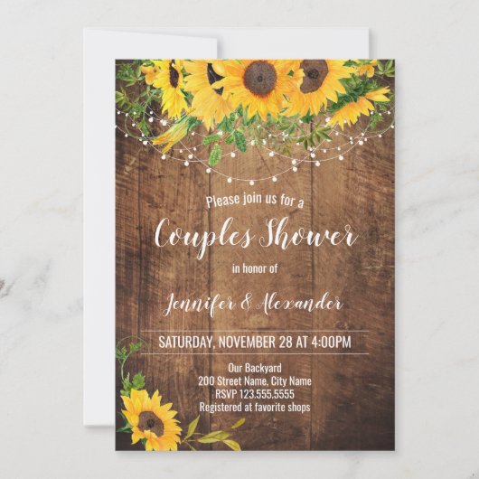 Invitation Wedding shower de Couples de tournesols (Devant)
