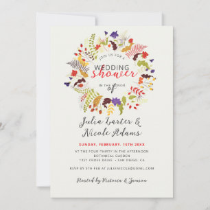 Invitation Wedding shower de couronne de Fleur sauvage de boi