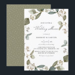 Invitation Wedding shower de couronnes d'Eucalyptus à aquarel<br><div class="desc">Famille Invitation et amis avec cette invitation wedding shower verdoyante. Il présente des illustrations aquarelle de gerbes d'eucalyptus ensemencées avec motif à points rustiques. Cette invitation à l'eucalyptus conviendra parfaitement aux wedding showers d'automne et d'automne. Personnalisez en ajoutant le nom, la date, l'heure, le lieu et d'autres détails de l'événement....</div>