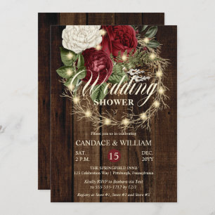 Invitation Wedding shower de courroie bois rustique