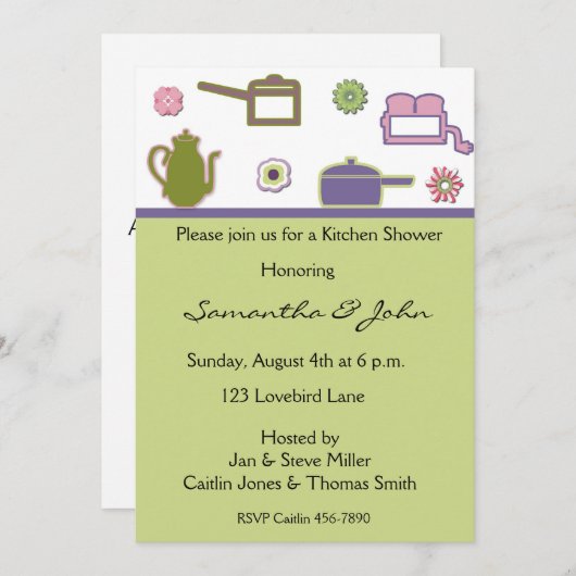 Invitation Wedding shower de cuisine (Devant / Derrière)