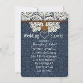 Invitation Wedding shower de dentelle de denim et d'ivoire de (Devant)