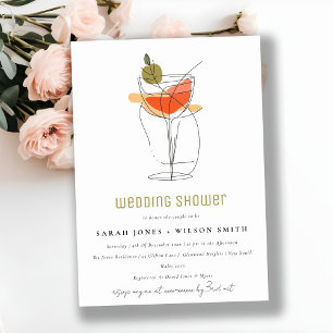 Invitation Wedding shower De Dessin De Ligne De Vin De Cockta