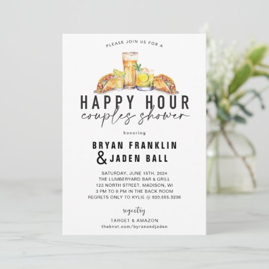 Invitation Wedding shower de douche à l'heure joyeuse pour le (Debout devant)