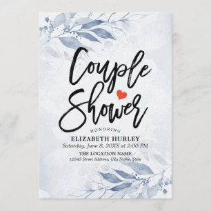 Invitation Wedding shower de douche Couple Feuille Aquarelle 
