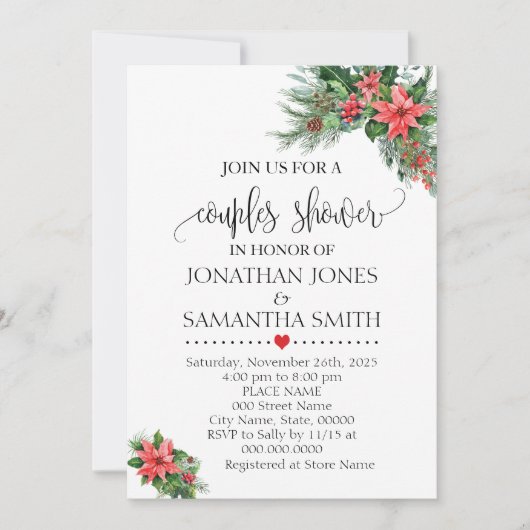Invitation Wedding shower de douche pour les couples de Noël (Devant)