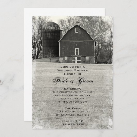 Invitation Wedding shower de ferme de la ferme Country Barn (Devant / Derrière)