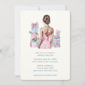 Invitation Wedding shower de Fête des mariées d'aquarelle ros (Devant)