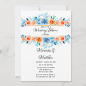 Invitation Wedding shower de fleurs bleu orange vernis (Devant)