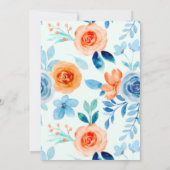 Invitation Wedding shower de fleurs bleu orange vernis (Dos)