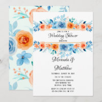 Wedding shower de fleurs bleu orange vernis