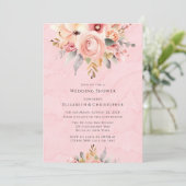 Invitation Wedding shower de fleurs rose et or chic (Debout devant)