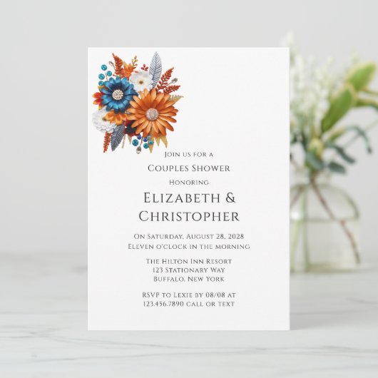 Invitation Wedding shower de fleurs séquencées d'automne (Debout devant)