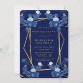 Invitation Wedding shower de Flore géométrique ble (Devant)