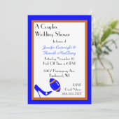 Invitation Wedding shower de football Blue & Orang (Debout devant)
