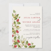 Invitation Wedding shower de fraise Fleur sauvage doux (Devant)