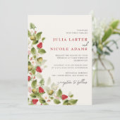Invitation Wedding shower de fraise Fleur sauvage doux (Debout devant)