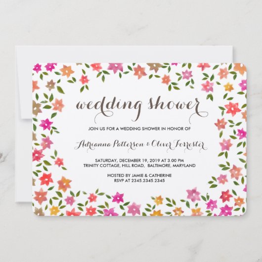 Invitation Wedding shower de germe floral rustique (Devant)