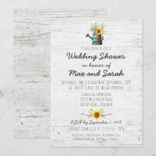 Invitation Wedding shower de la ferme de tournesol et de bois