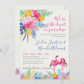 Invitation Wedding shower de la forêt sauvage tropicale rose (Devant / Derrière)