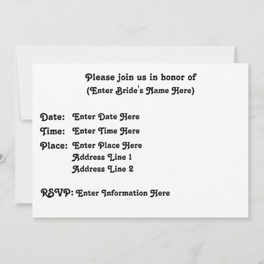 Invitation Wedding shower de la mariée à fleurs (Dos)