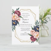 Invitation Wedding shower de la marine Bourgogne rose (Debout devant)