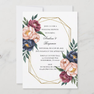 Invitation Wedding shower de la marine Bourgogne rose