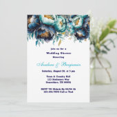 Invitation Wedding shower de la Peony bleu marine turquoise (Debout devant)