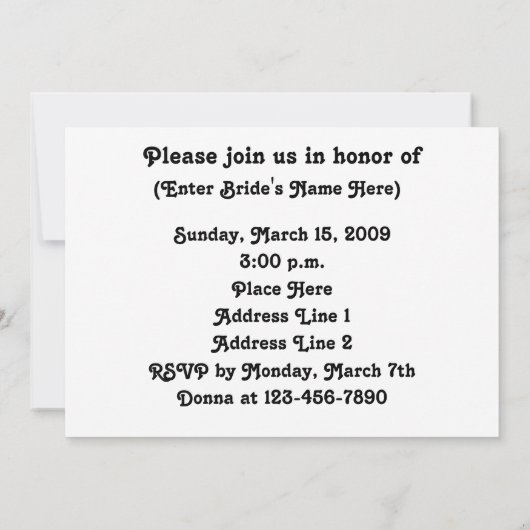 Invitation Wedding shower de la Red Rose (Dos)