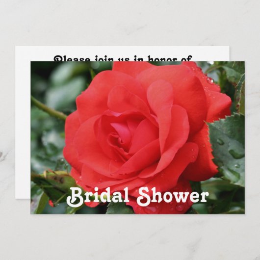 Invitation Wedding shower de la Red Rose (Devant / Derrière)