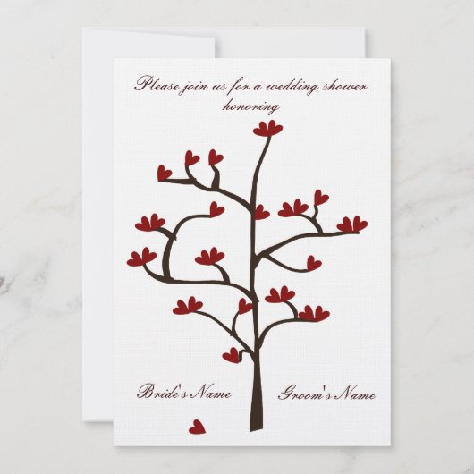 Invitation Wedding shower de l'arbre du coeur (Dos)