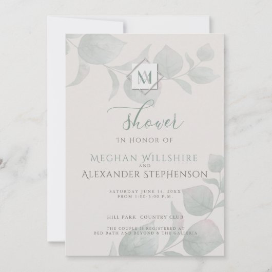 Invitation Wedding shower de l'Eucalyptus argenté (Devant)