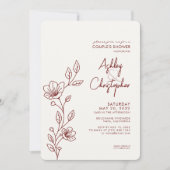 Invitation Wedding shower de ligne moderne Crimson Red Foliin (Devant)
