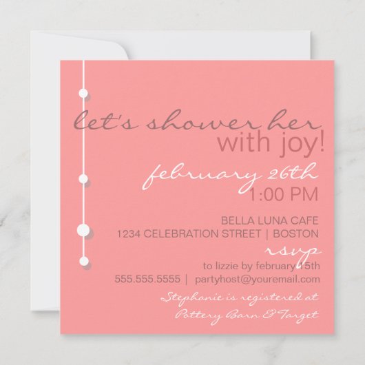 Invitation Wedding shower de mariée moderne (Dos)