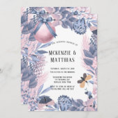 Invitation Wedding shower de Noël rose bleu (Devant / Derrière)