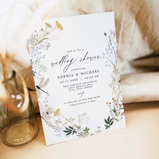 Invitation Wedding shower de papillon Fleur sauvage Boho déli