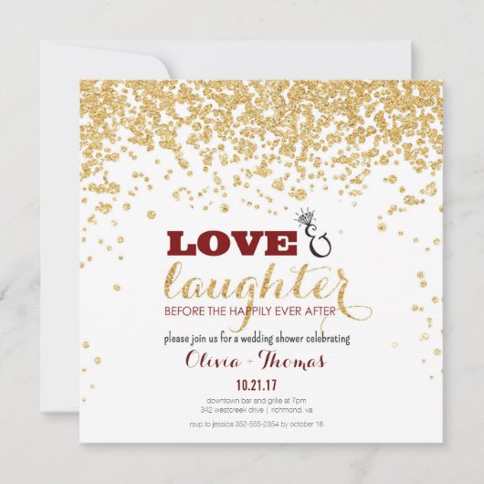 Invitation Wedding shower de Parties scintillant d'or Love & (Devant)