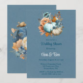 Invitation Wedding shower de Peony Citrouille bleu orange (Devant / Derrière)