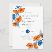 Invitation Wedding shower de Poppy bleu et orange (Devant)